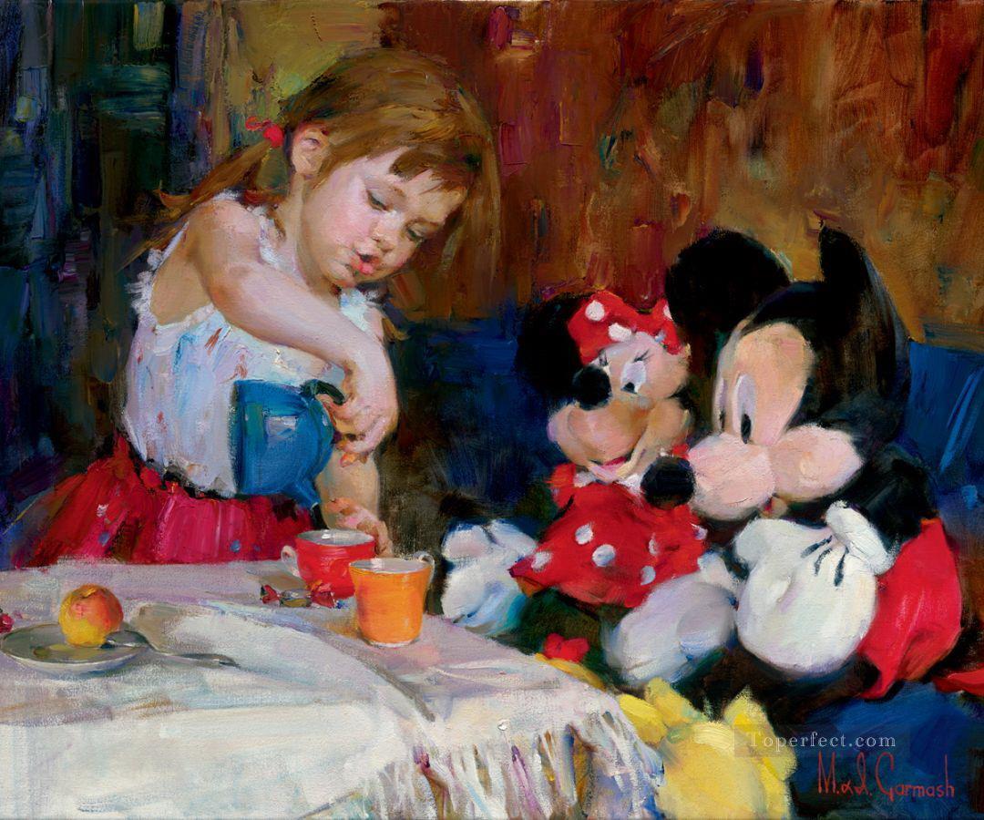 La hora del té con Mickey y Minnie MIG Disney Pintura al óleo